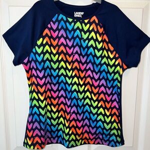Girl’s Lands' End Rainbow Heart Rash Guard sz 10/12